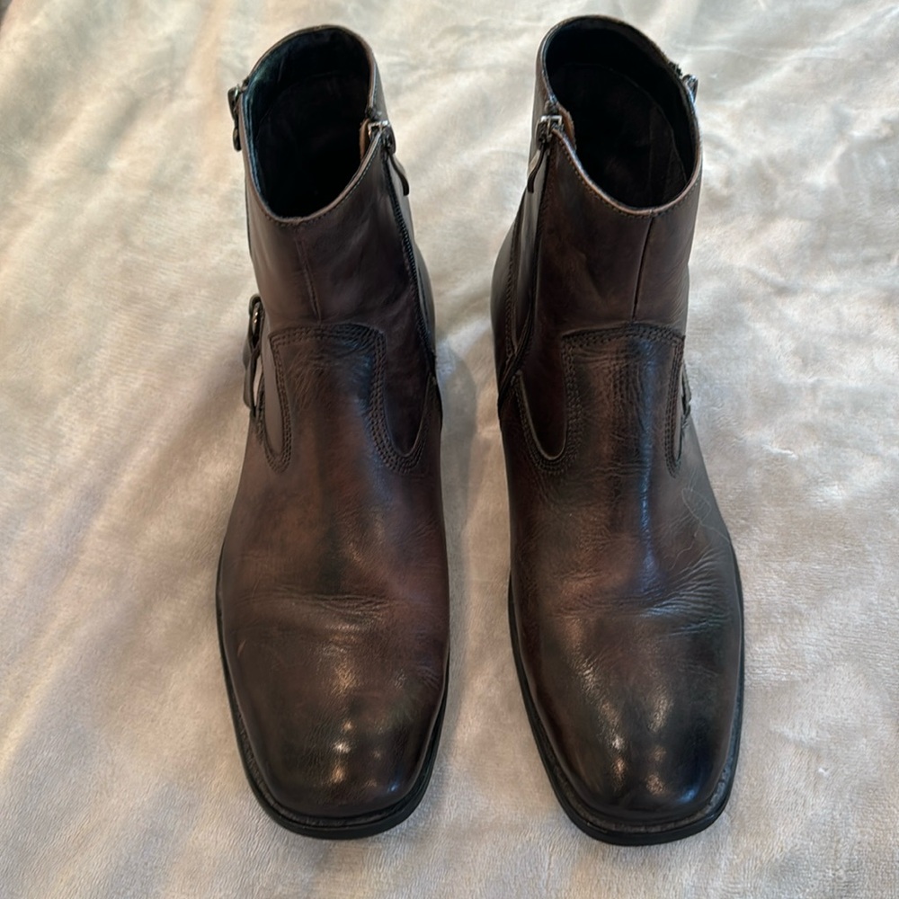 Robert Wayne Clarke brown leather zipper dress boots 10